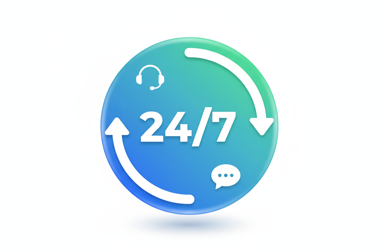 un orologio che dice supporto 24/7 